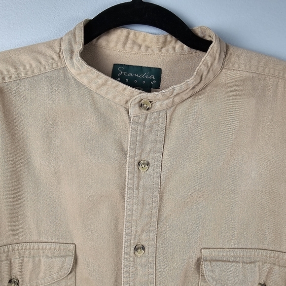 SCANDIA WOODS Vintage Heavy Work Shirt Shacket 100% Cotton Tan Mens Size XLG - Picture 5 of 13